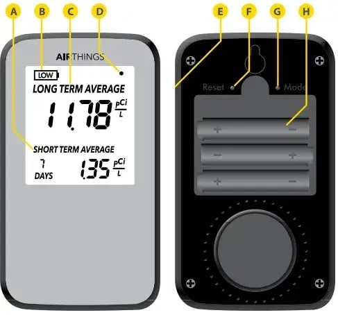 Detector y monitor de gas radón digital Corentium Home a pilas - C.D.  Products S.A. - CDP