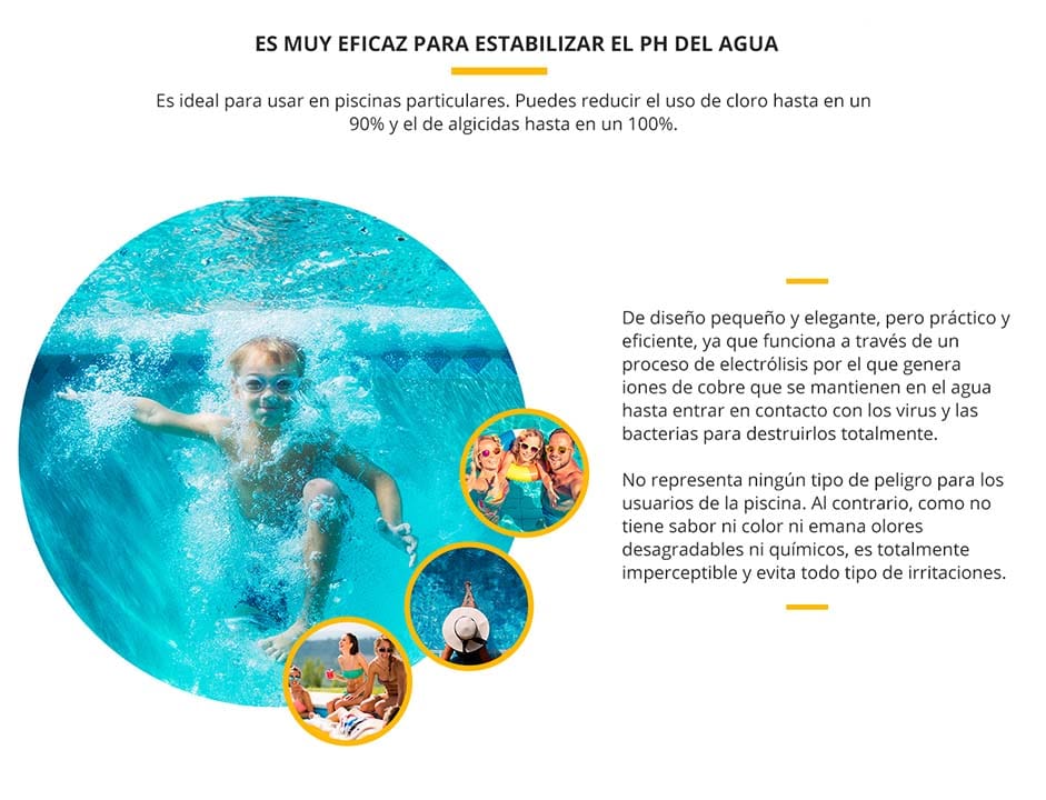 Ionizador solar para piscinas por ánodo de plata y cobre