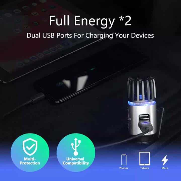 ioniza USB Dual-Port, Purificador de Aire Ionizador para Vehi_3culos