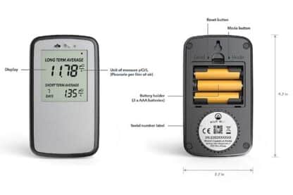 Detector y monitor digital de gas radón Corentium Home a pilas