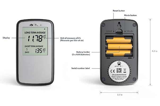 Detector y monitor de gas radón digital Corentium Home a pilas - C.D.  Products S.A. - CDP