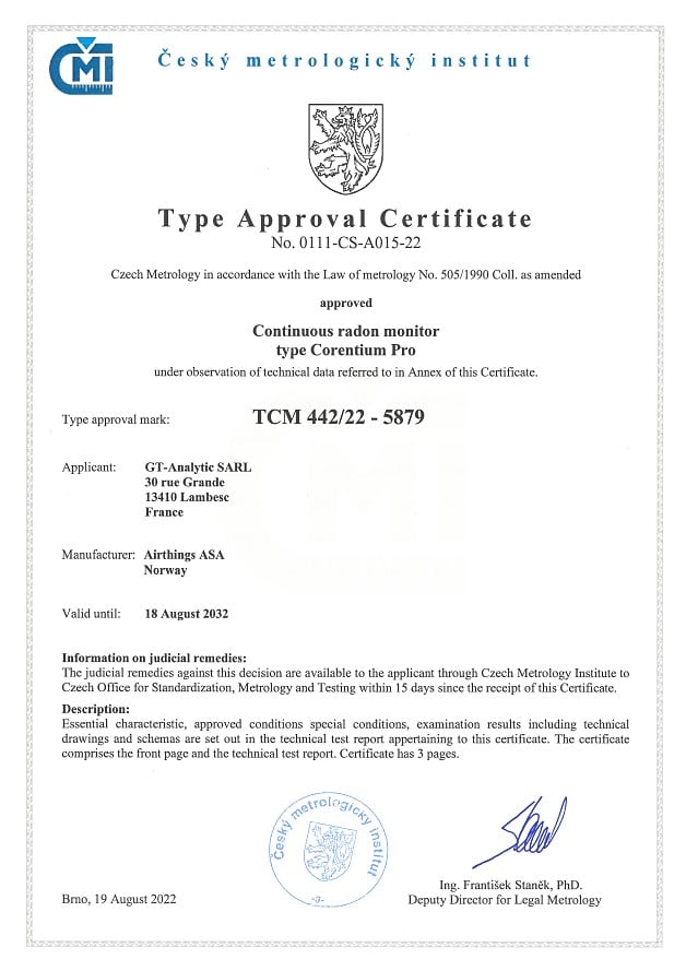 Corentium-Pro Monitor de gas radón profesional y calibrable